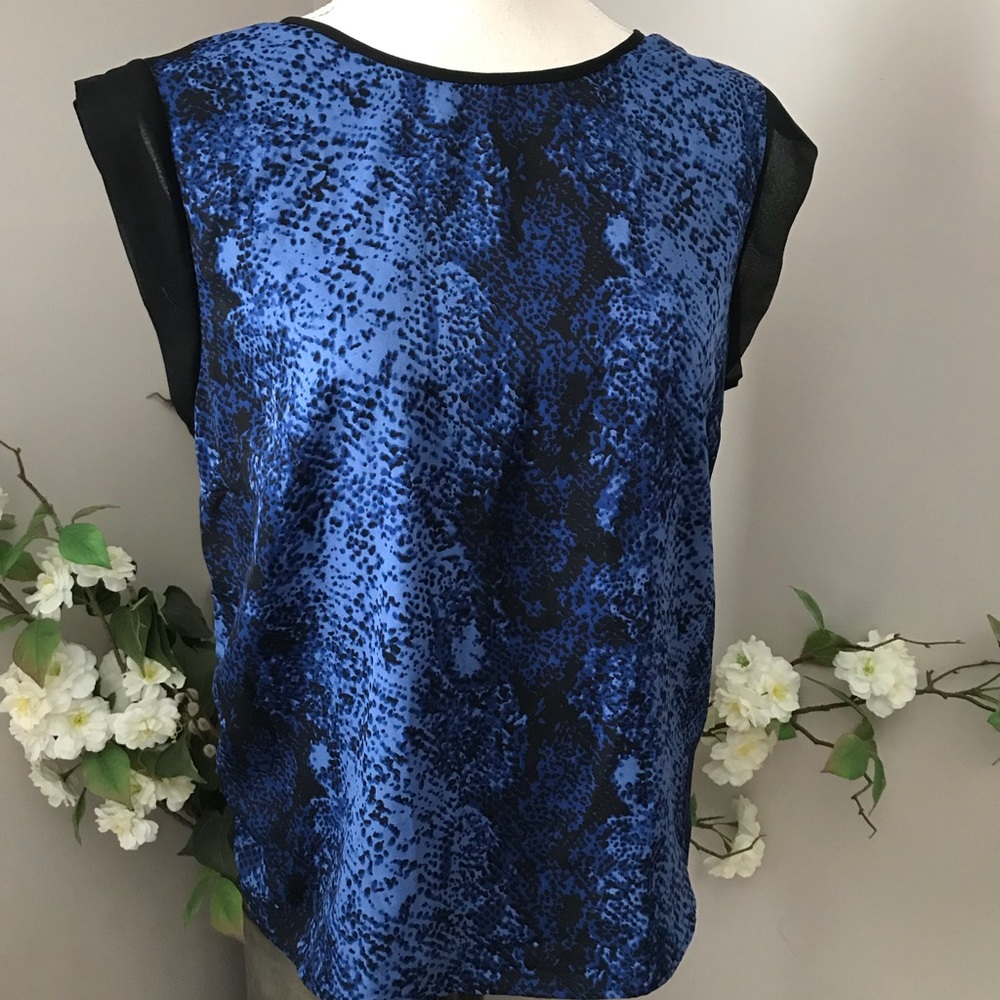 Blue and Black Dress Top
